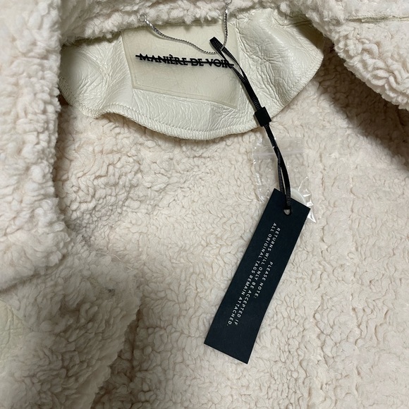 Maniere de voir vegan leather and shearling coat size M NWT *Limited Edition* - Picture 9 of 10